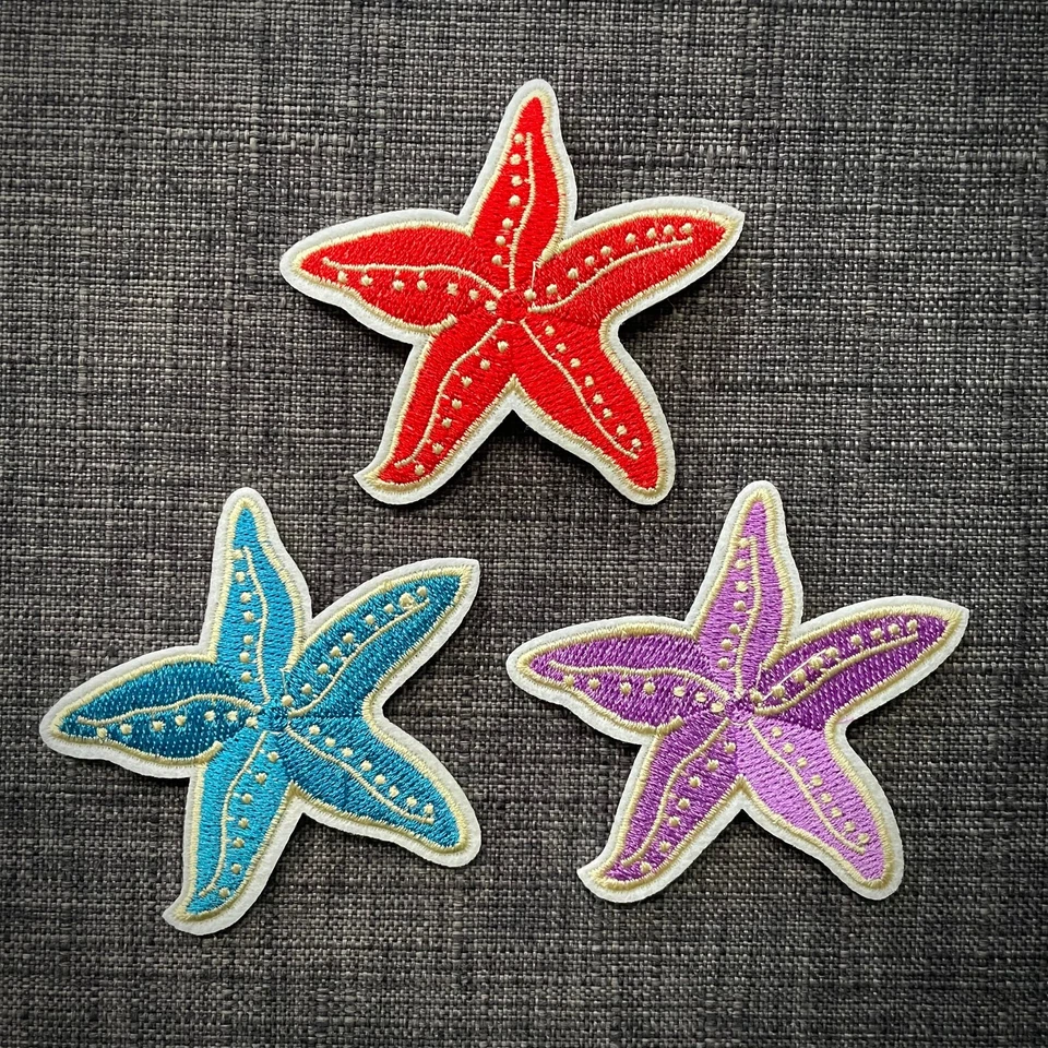 STARFISH Ocean Seashore Sea Creature 100% Embroidered Patch Badge Motif Iron-On - Image 1 of 1