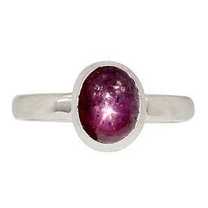 Natural Ruby Star - India 925 Sterling Silver Ring Jewelry s.8 ALLR-29947 - Picture 1 of 1
