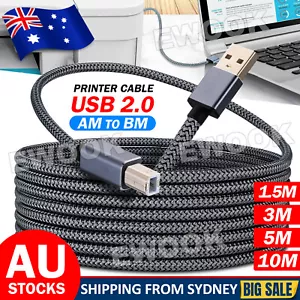 Printer Cable USB 2.0 Type A Male to B for Brother Epson Canon Scanner AU - Picture 1 of 13