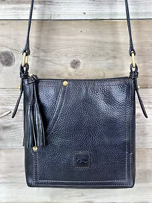 Dooney & Bourke Florentine Huntington Letter Carrier BLACK Pebble Leather Medium - Image 1 of 4