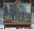 Aboesen Landscape With A Bridge In The Park Oil On Canvas Painting Denmark
