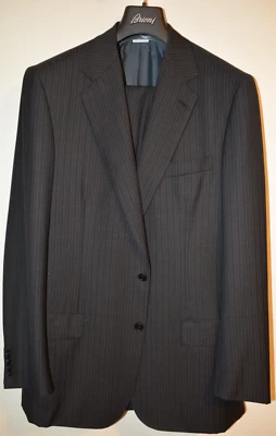 6k+ Brioni Pure Wool Gray Blue Stripe Suit Nomentano 42L 35W Handmade Italy - Image 1 of 4
