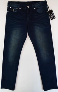 NWT True Religion Premium Denim Jeans Geno Relaxed Slim Dark Wash Blue Men 33x32 - Picture 1 of 21