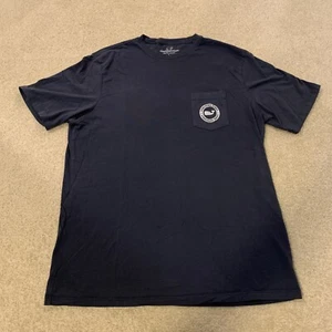 Camiseta Vineyard Vines Azul Bolsillo Para Hombre Talla L Blanco Logo de Ballena Cuello Redondo - Imagen 1 de 10