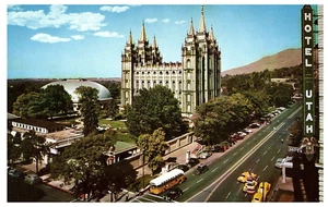 Hotel Utah Temple Square Taxis alte Autos Sal Lake City Postkarte - Bild 1 von 2