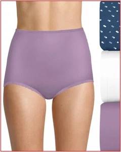 3 Pairs - Bali Women's SKIMP SKAMP Brief Panties - Size 7 LARGE White Blue Lilac - Picture 1 of 10