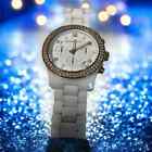 Michael Kors White Acrylic Rose Gold Chrono Glitz Watch