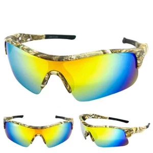 Mens MILITARY TACTICAL Hunting Sport Wrap Safety Camouflage SUNGLASSES Gold Lens - Picture 1 of 6
