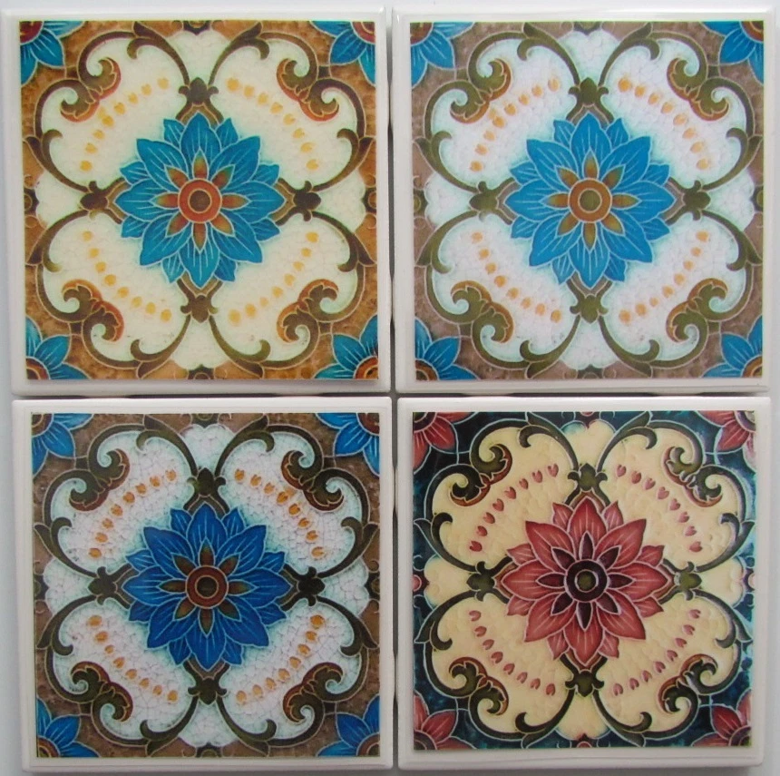 Juego de posavasos para azulejos - Vidrieras - Juego de 4 - (Compra 2 juegos cualquiera - Obtén 1 juego gratis) A Foto 1 de 4