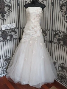 P94W COSMOBELLA SZ 4 CREAM PINK FIT N FLARE FLORAL FORMAL GOWN DRESS - Picture 1 of 10