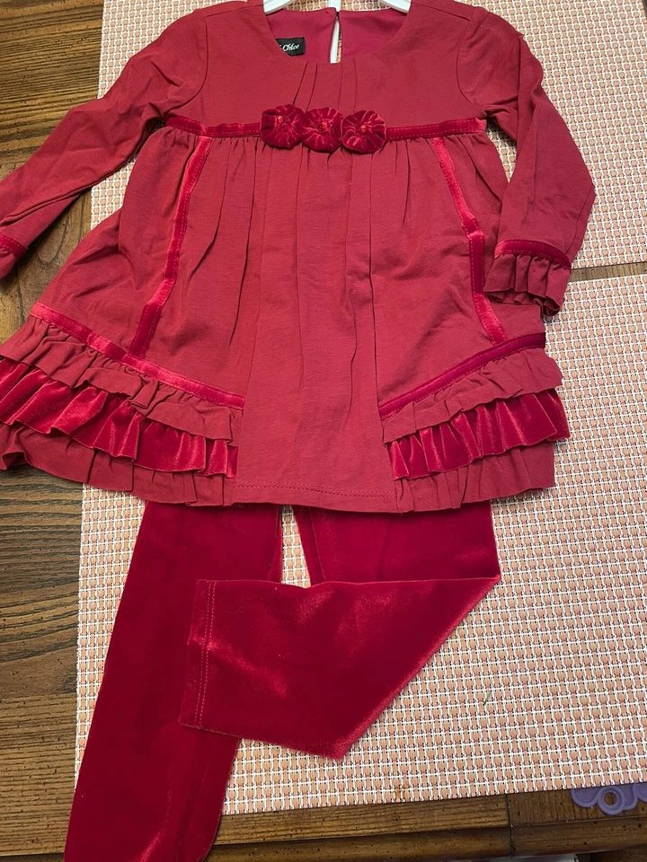Isobella & Chloe Niña Pequeña 2 Piezas Conjunto Manga Larga Camisa Pantalones Conjunto 2T Nuevo Foto 1 de 1