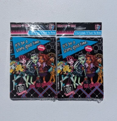 Monster High 8 Invitations/Thank You Cards Birthday Party Supplies 2011 *2x!* - Image 1 of 4