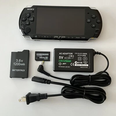 BLACK Sony PSP 3000 System w/ Charger, Battery, & 64gb Memory Card Bundle Import - Image 1 of 3