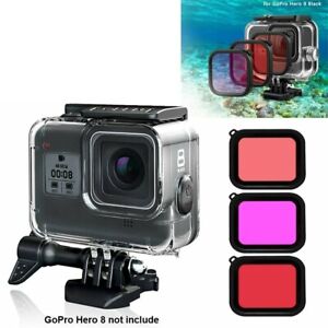3 Filter Kit Protect Cover Diving for Gopro Hero 8 Black Waterproof- No Case