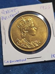 1953 Ely Brewery Coronation Coin Queen Elizabeth (MT.#0675) - Bild 1 von 2