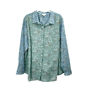 J. Jill ditsy floral button down cotton shirt blouse Sz XL boho - Picture 1 of 7
