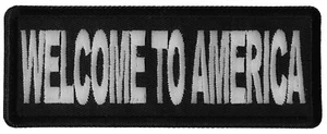 Welcome To America Patriotic Iron on Patch- 4x1.5 inch - P6271 - Picture 1 of 4
