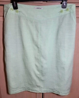Talla 16 ORVIS Falda Yugo en V Forrada Completa Algodón Lino Verde Apio Bolsillos Frontales Foto 1 de 4