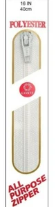 Coats & Clark ~ (F72-16-001) - All purpose Zipper - Polyester - 16", White - Picture 1 of 1