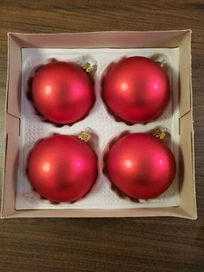 Vintage West Germany Solid Red Glass Ornaments Christmas Handcrafted 3" - Picture 1 of 9