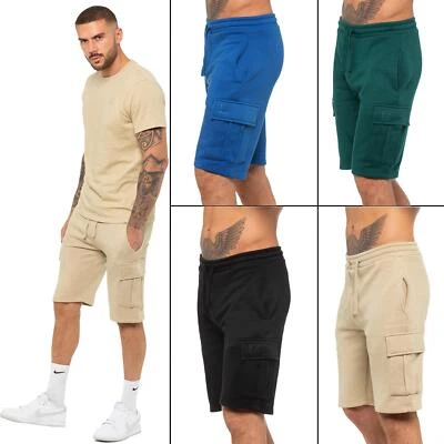 Mens Enzo Cargo Shorts Fleece Casual Beach Summer Elasticated Sports Half Pants - Image 1 of 4