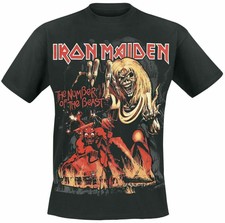 Official Iron Maiden Number of the Beast Graphic Mens Black T Shirt Iron Maiden