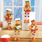 Set of 4 Charming Christmas Gingerbread Shelf Sitter Figurines w/ Dangling Legs