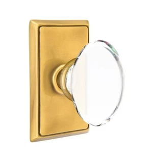 Emtek Hampton Crystal Door Knob Privacy Set Rectangular Rosette French Antique - Picture 1 of 1