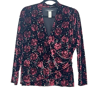 Blusa bruja Jones New York terciopelo para mujer XL WhimsiGoth imitación envoltura floral con cuentas - Imagen 1 de 13