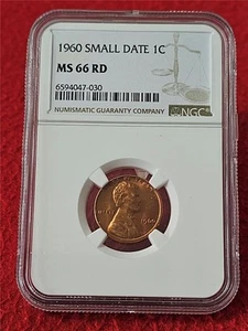 Picker's Delight 1960 Small Date Lincoln Memorial Penny NGC MS 66 RD #T2557 - Picture 1 of 2