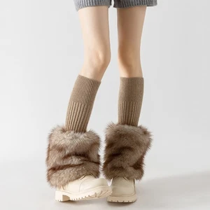 Scaldamuscoli donna peluche pelliccia sintetica maglia scaldamuscoli larghi polsino invernale caldo spesso - Foto 1 di 22