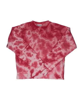 CHAMPION TIE DIE SWEATSHIRT PINK WHITE COLOR SIZE XS PTP 19” - Image 1 of 4