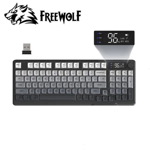 Wireless Gaming Keybaord Membrane Silent Keys with Knob Rainbow Backlit 2000 mAh - Picture 1 of 12