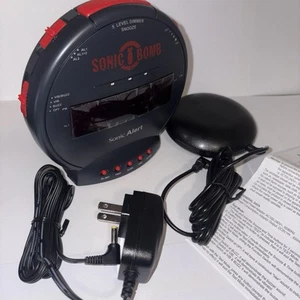 Sonic Alert Bomb SBB500ss Sveglia Vibrante Nera Doppia 5 Leve Dimmer F - Foto 1 di 9