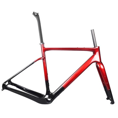 Carbon Fiber Gravel Road Bike Frame 700C Disc Brake Frameset with Forks Seatpost - Image 1 of 4