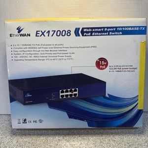 EtherWAN EX17008 8Port Web Smart PoE Ethernet Switch - Picture 1 of 3