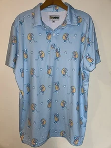 NWOT Tipsy Elves Hot Dog Golf Shirt Men’s Large - Picture 1 of 3