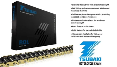 Corrente de anel X dourada 525x112 elos Honda CB750 F2-1 01-03 Tsubaki RQ1 Super HD - Imagem 1 de 3