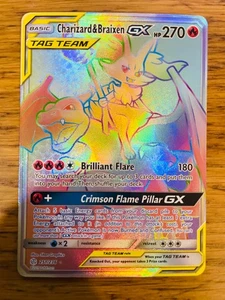Charizard & Braixen GX (251/236) Cosmic Eclipse Secret Rare Rainbow Pokemon Card - Picture 1 of 4