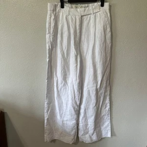 NEU Abercrombie & Fitch Leinenhose weites Bein hoher Bund weiß Größe 31 - Bild 1 von 6