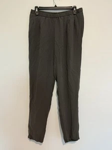 EILEEN FISHER Pants Silk Georgette Crepe Slouch Tapered Pull On Gray Size PM - Picture 1 of 5