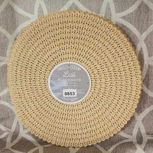 Luli Round Woven Placemats Yellow Lot of 6 Beachy Coastal Boho NEW - Picture 1 of 5