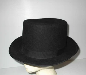 Schwarzer Filzhut mit Satinverbot Größe Medium (23 Zoll) Hergestellt in den USA - Bild 1 von 6