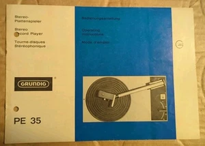 alte Bedienungsanleitung, GRUNDIG PE 35, Plattenspieler, 60er Jahre - Bild 1 von 3