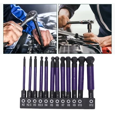 Ball End Hex Drill Bits S2 Alloy Steel Ball End Hex Bit Set 1/4 Inch Hex Shank - Image 1 of 4