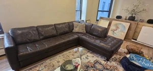 Sectional Brown Leather Couch, overall good condition. - Picture 1 of 4