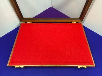 Vintage Wooden Glass-Top Display Case w/ Red Velvet Lining & Foam – Lockable - Image 1 of 4