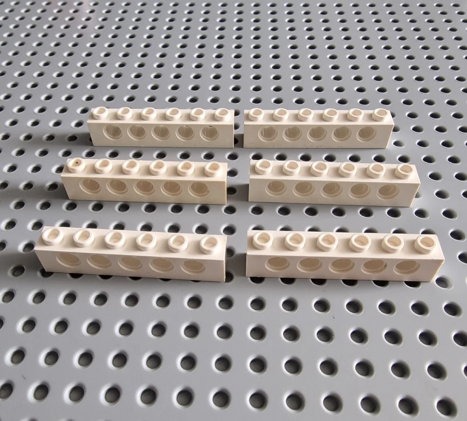 LEGO Technik Lochbalken Lochstein 1x6 Weiß 6 Stk White Technic Brick 3894 A054 - Bild 1 von 1