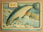 Vintage 1954 Goebel Beer Advertising 3-D Cardboard Beer Sign - King Salmon Fish