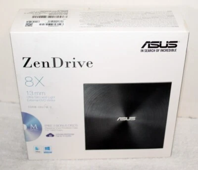 Unidad Zen Asus SDRW-08U7M-U 8x Ultra Delgada Externa USB 2.0 DVD Grabadora Nueva en Caja Foto 1 de 4